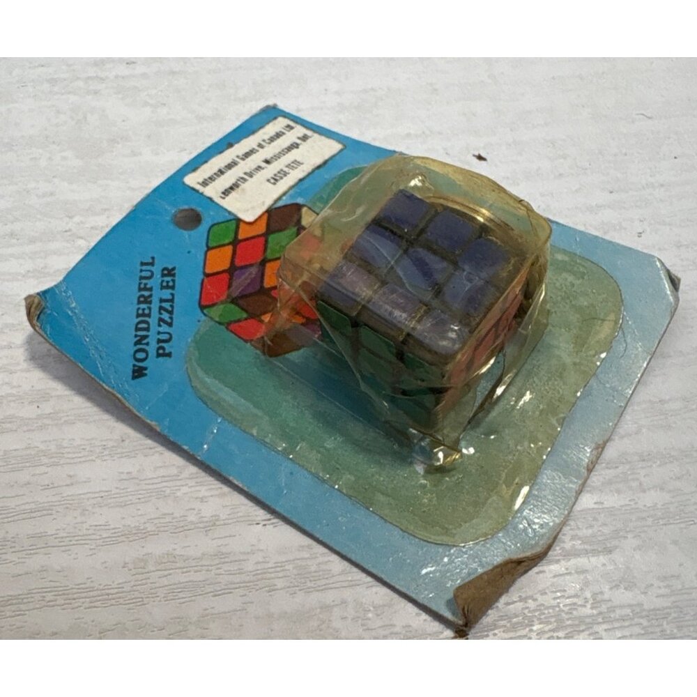 Mini Rubiks Cube Keychain Sealed Original Packaging Vtg 1980s Wonderful Puzzler